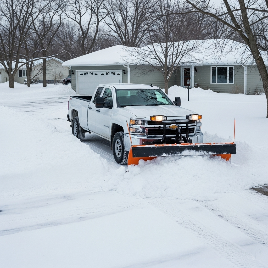 Person Plowing Snow